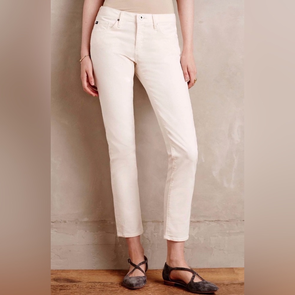 AG Adriano Goldschmied The Stevie Low Rise Corduroy Pants Cream 30